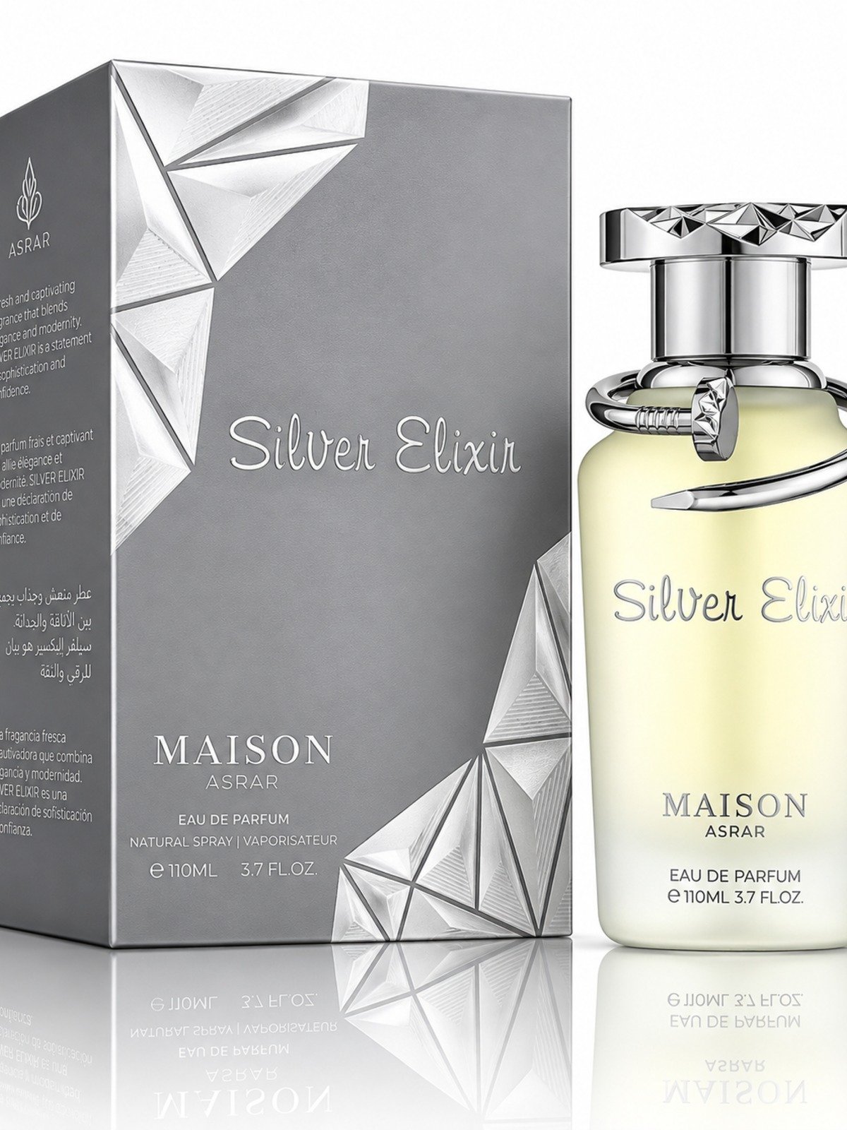 MAISON ASRAR SILVER ELIXIR, 110ML, perfume árabe original